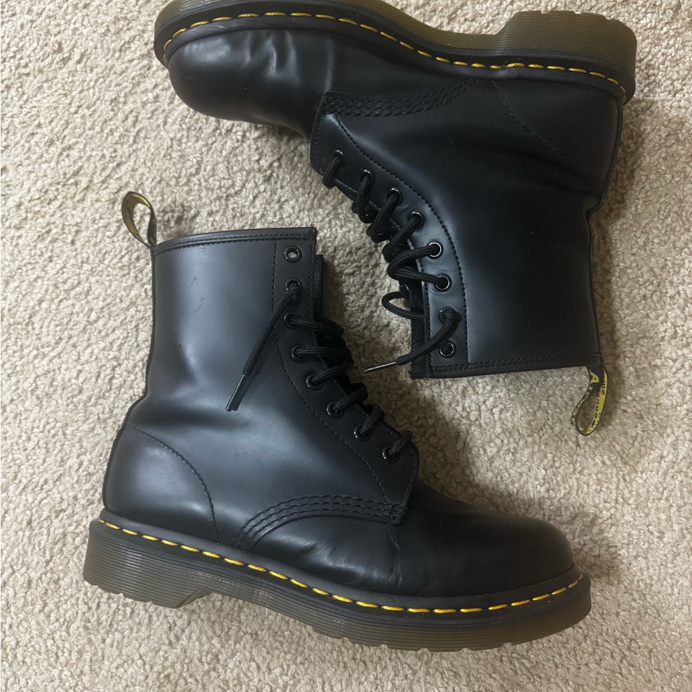 Dr. Martens Black Boots with Yellow Stitching